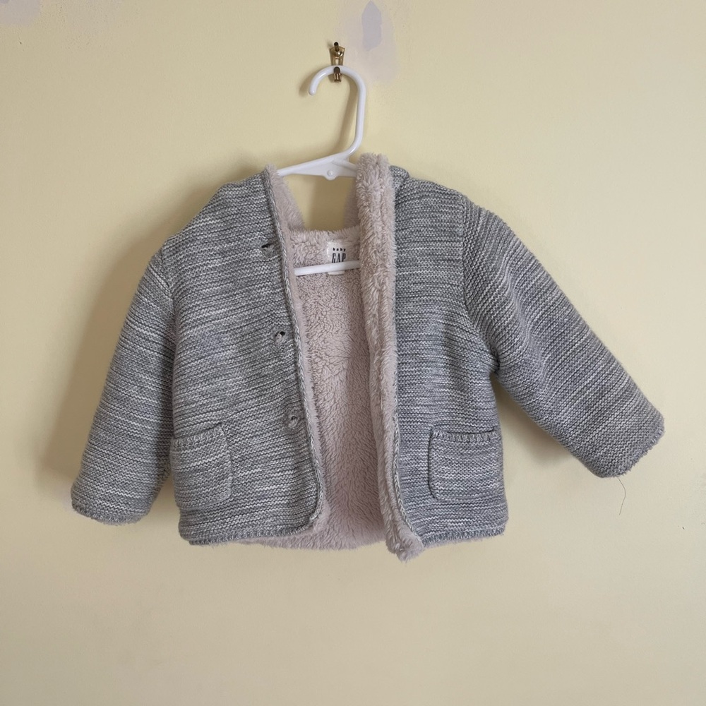 GAP Gray Kids Knit / Shearling Jacket
